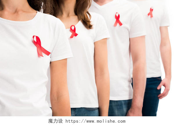世界艾滋病日手拿红色丝带